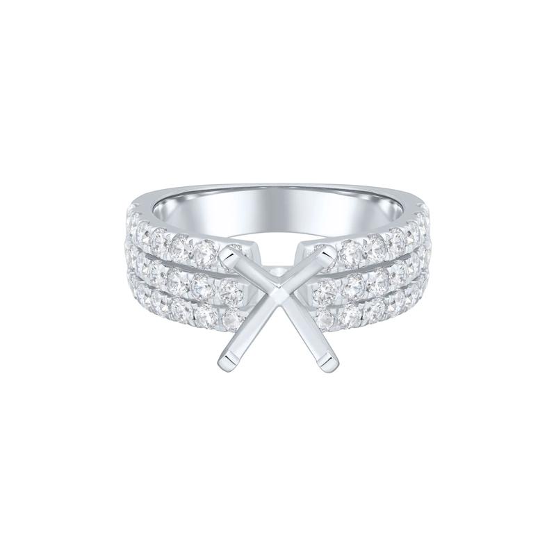Lab Grown Diamond Three-Row Semi-Mount Engagement Ring in 14K White Gold &#40;Setting Only&#41; &#40;1 1/4 ct. tw.&#41; – Image 2 of 6