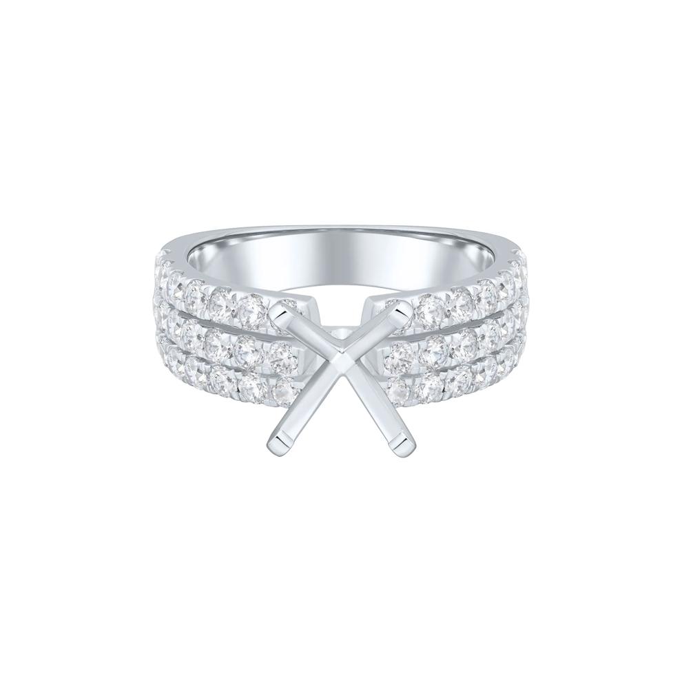 Lab Grown Diamond Three-Row Semi-Mount Engagement Ring in 14K White Gold (Setting Only) (1 1/4 ct. tw.) – Image 2 of 6