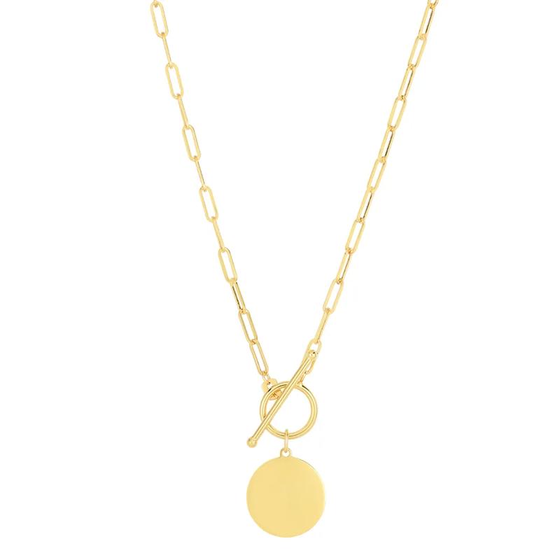 Engravable Circle Disc Pendant in 14K Yellow Gold – Image 1 of 1