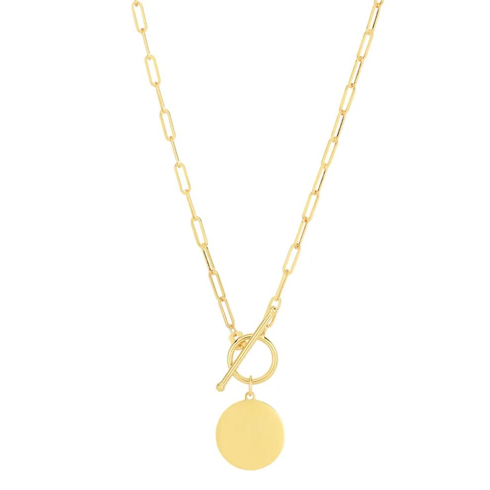 Engravable Circle Disc Pendant in 14K Yellow Gold – Image 1 of 1