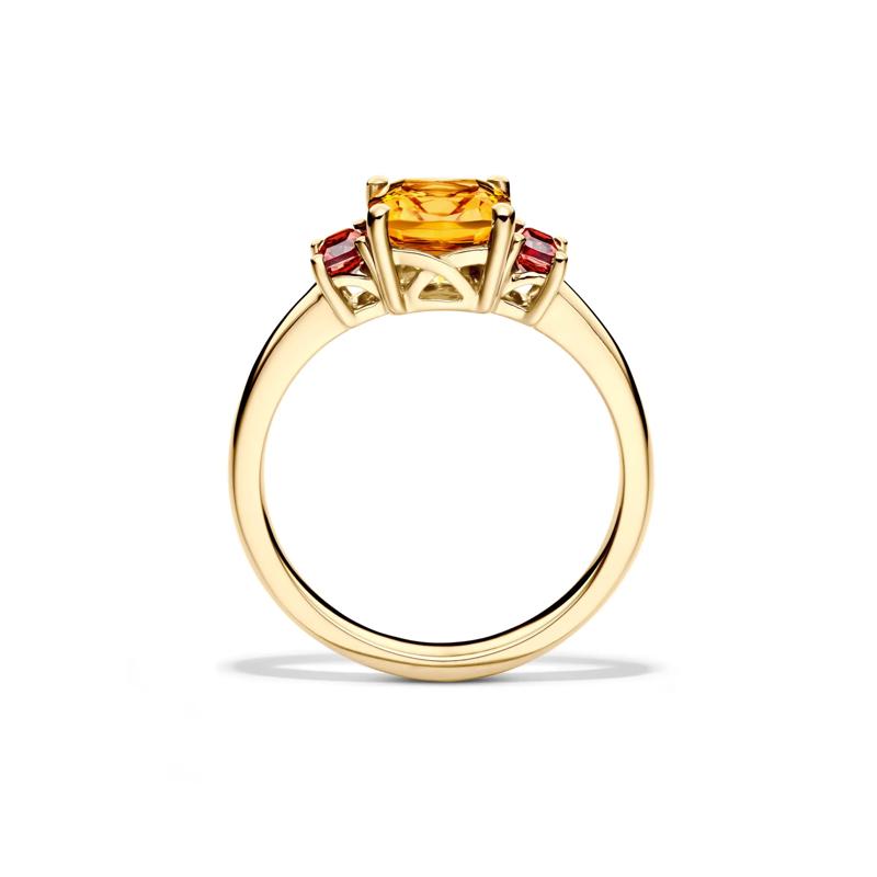 Cushion-Cut Citrine and Garnet Ring in 10K Yellow Gold – Image 2 of 3