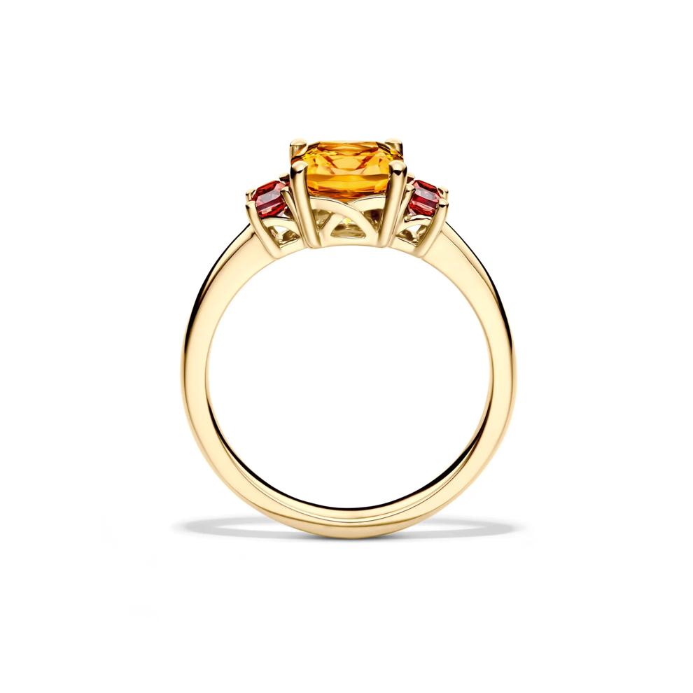 Cushion-Cut Citrine and Garnet Ring in 10K Yellow Gold – Image 2 of 3