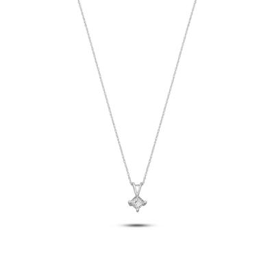 Diamond Solitaire Pendant in 14K White Gold