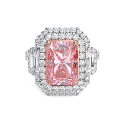 Lab Grown Diamond Pink Radiant-Cut Center Engagement Ring in Platinum & 18K Rose Gold (5 5/8 ct. tw.)