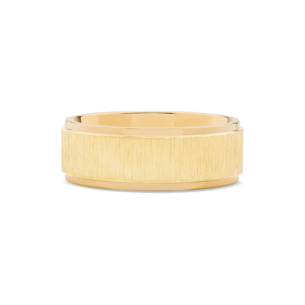 Men's Wide Flat Grooved Edge Band in 10K Yellow Gold, 8mm – Image 1 of 4