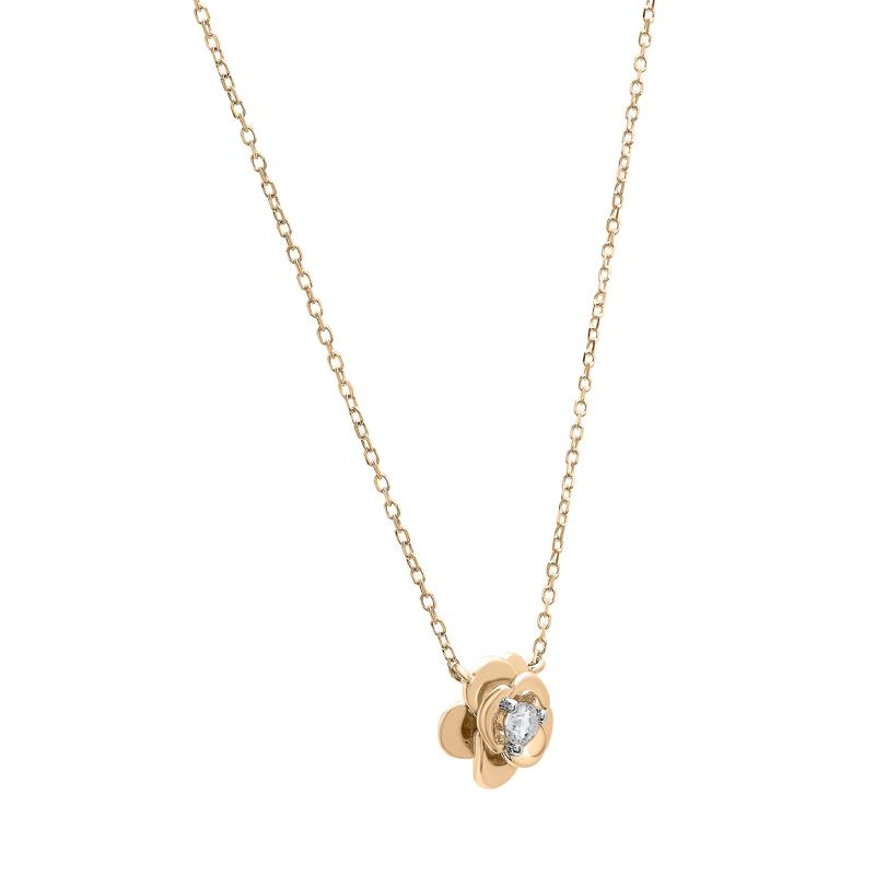 Diamond Flower Pendant in 14K Yellow Gold &#40;1/10 ct. tw.&#41; – Image 2 of 6