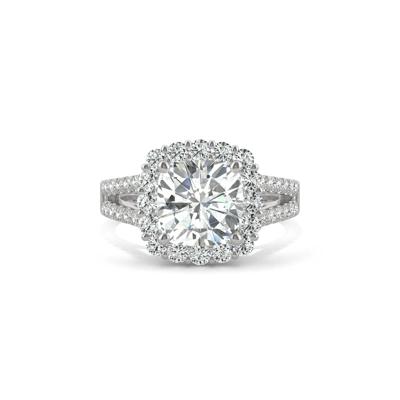 Hearts & Arrows Moissanite Ring with Halo in 14K Gold (2 7/8 ct. dew)