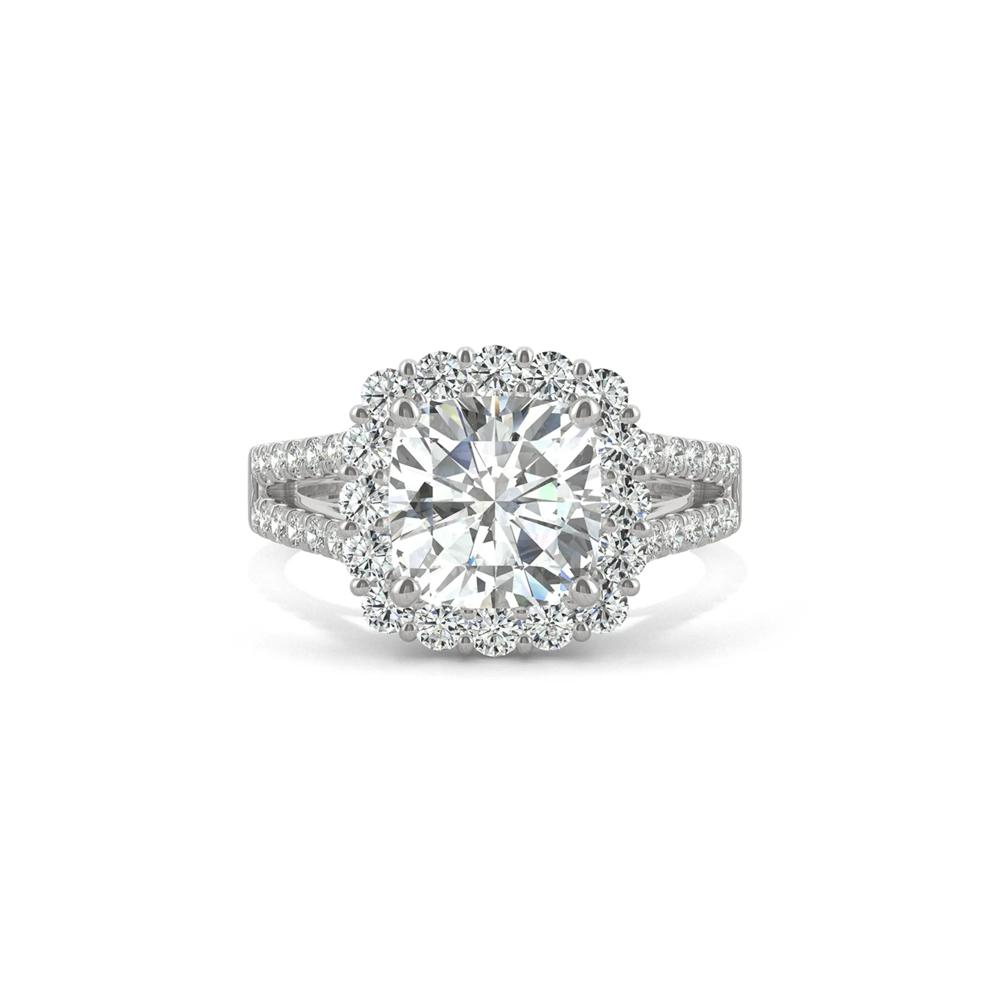 Hearts &amp; Arrows Moissanite Ring with Halo in 14K White Gold (2 7/8 ct. dew) – Image 1 of 5