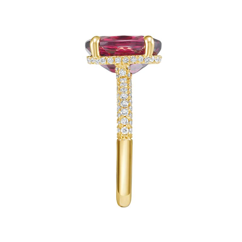 Rhodolite Garnet Oval &amp; Pav&eacute; Diamond Ring in 14K Yellow Gold &#40;1/2 ct. tw.&#41; – Image 3 of 3