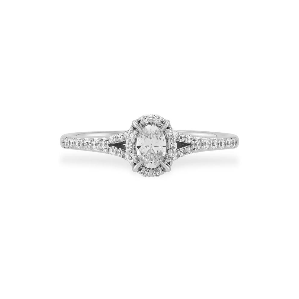 Diamond Oval Center Engagement Ring in 10K White Gold (3/8 ct. tw.) – Image 1 of 4