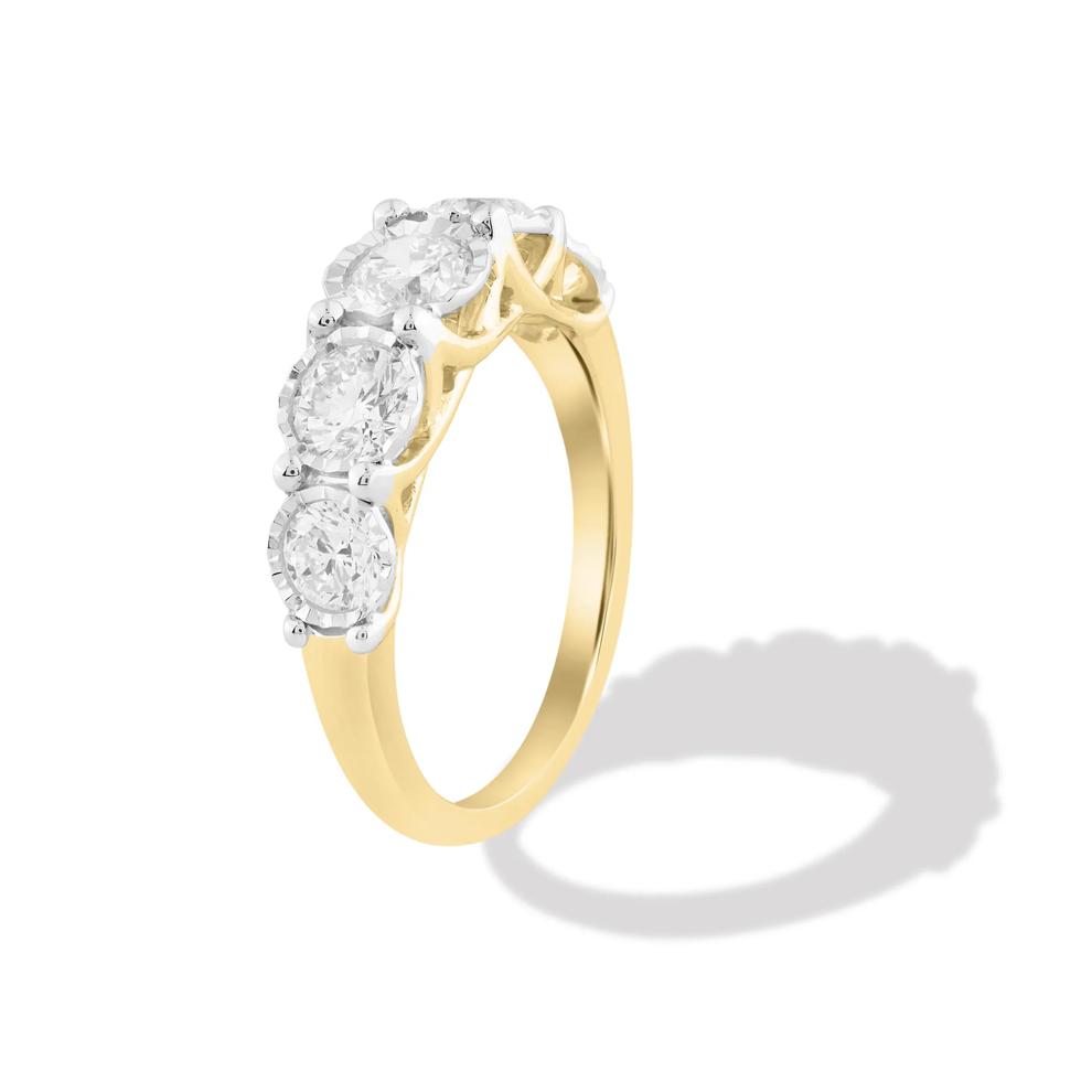 Diamond Illusion Five-Stone Band in 10K Yellow Gold (1 1/2 ct. tw.) – Image 3 of 4