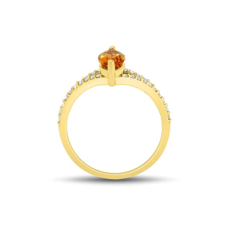 Marquise-Cut Citrine and Diamond Ring in 10K Yellow Gold &#40;1/10 ct. tw.&#41; – Image 2 of 3