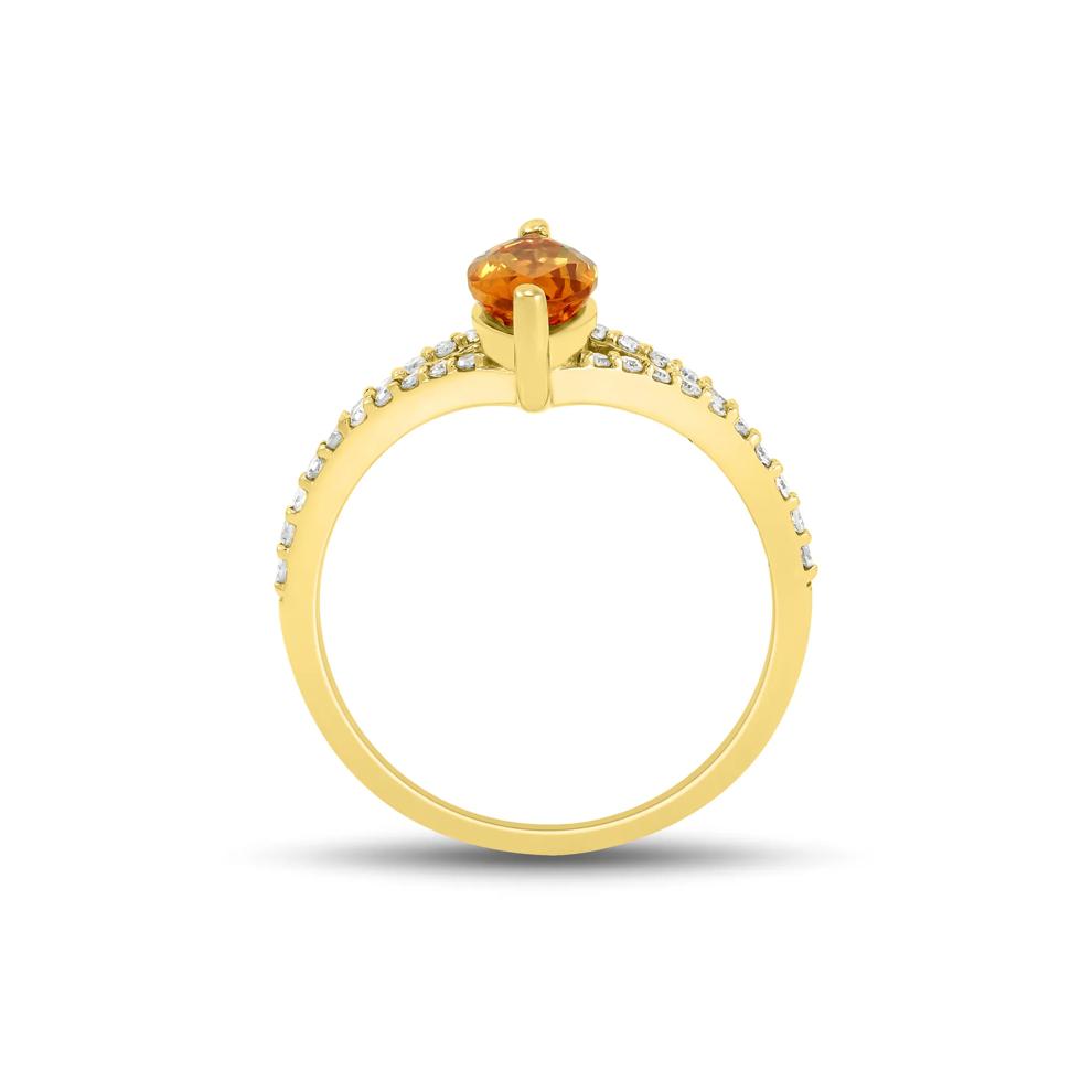 Marquise-Cut Citrine and Diamond Ring in 10K Yellow Gold (1/10 ct. tw.) – Image 2 of 3