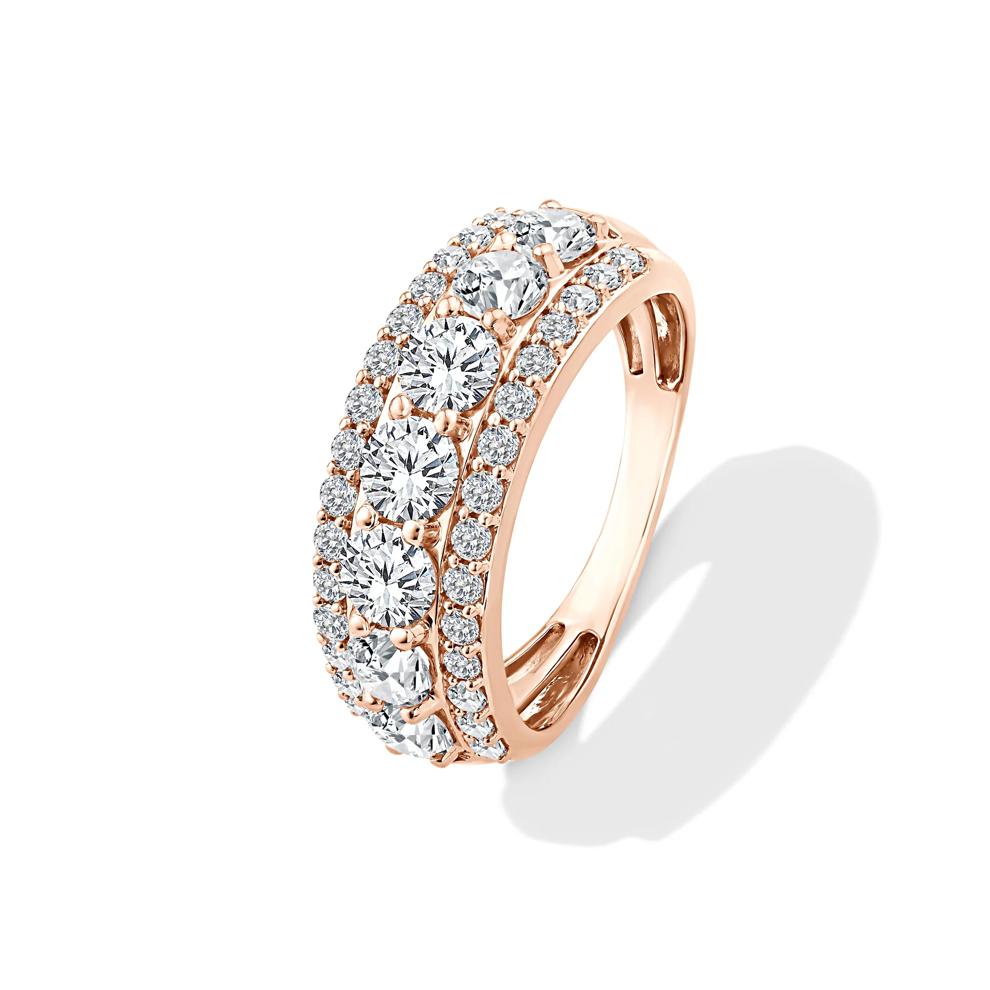 Lab Grown Diamond Round Center Multi-Row Band in 10K Rose Gold (2 ct. tw.) – Image 4 of 4