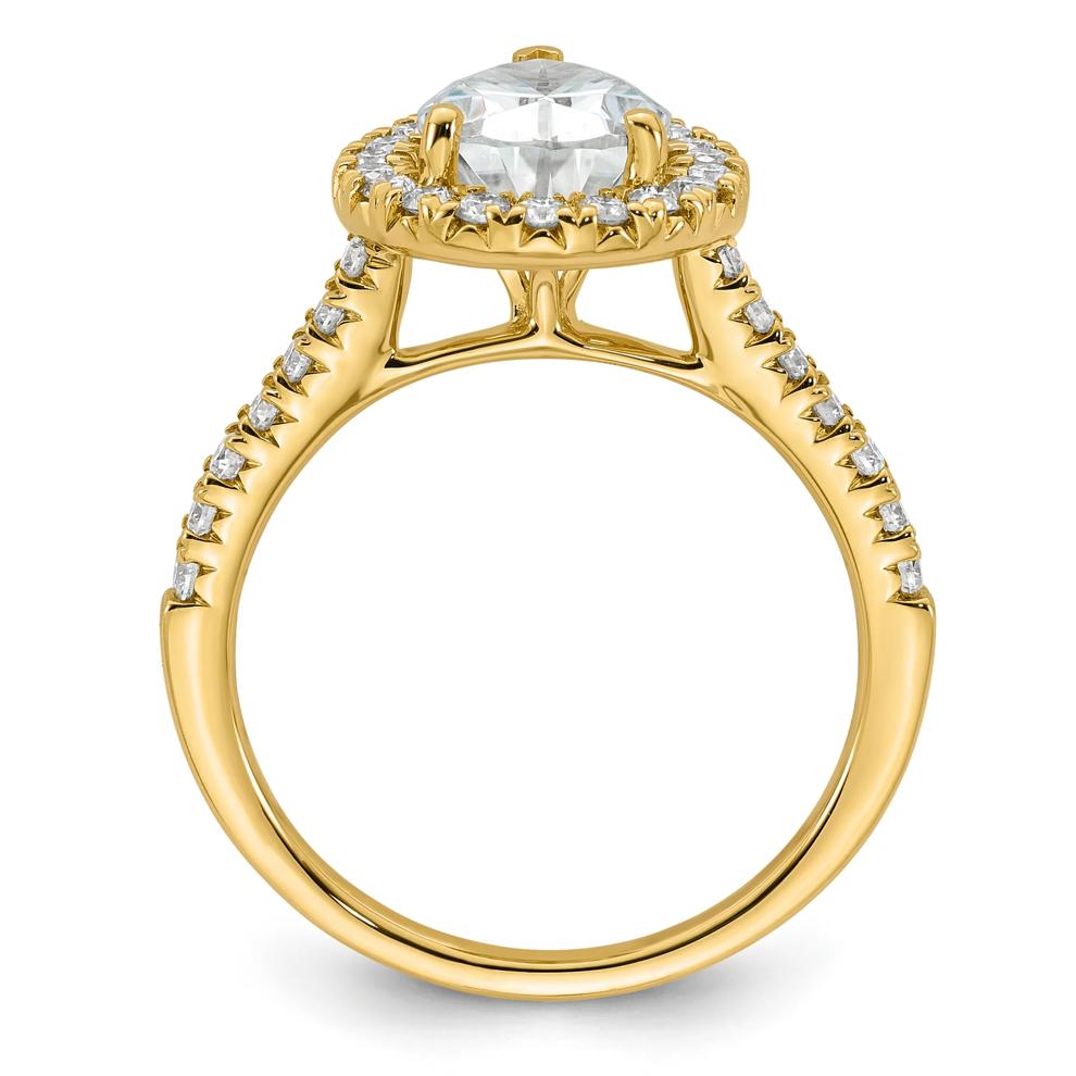 Lab-Created Moissanite Pear-Shaped Halo Ring in 10K Yellow Gold (2 1/2 ct. dew) – Image 2 of 3