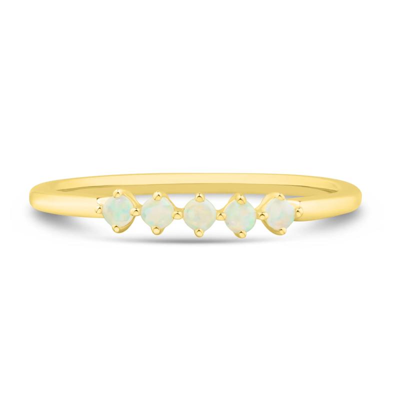 Lab-Created Opal Five-Stone Band in 10K Yellow Gold – Image 1 of 4