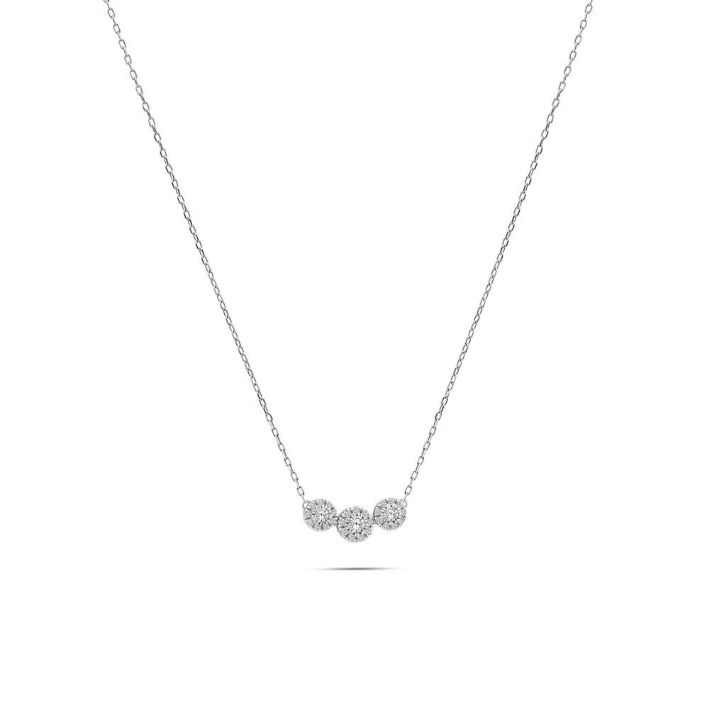Diamond Trio Pendant Necklace in 10K White Gold (1/4 ct. tw.) – Image 1 of 4
