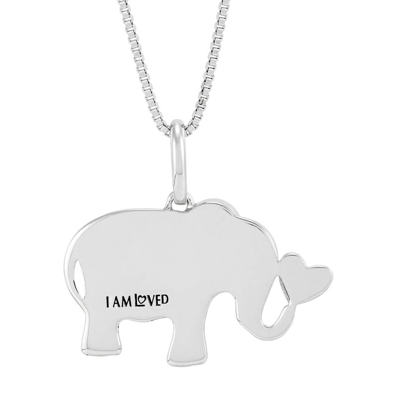 Diamond Accent Elephant Pendant in Sterling Silver and 14K Rose Gold – Image 3 of 4