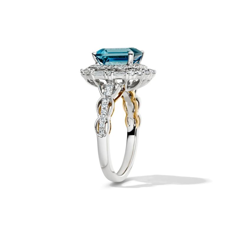 Olivia London Blue Topaz &amp; Diamond Engagement Ring in 14K white gold &#40;7/8 ct. tw.&#41;  – Image 3 of 4