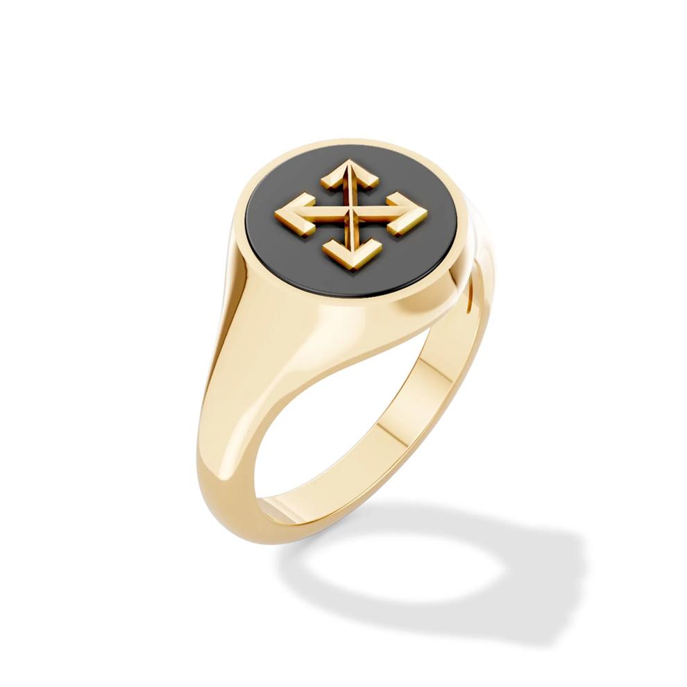 Men's Black Onyx Arrow Design Ring in 18K Gold Vermeil – Image 4 of 4
