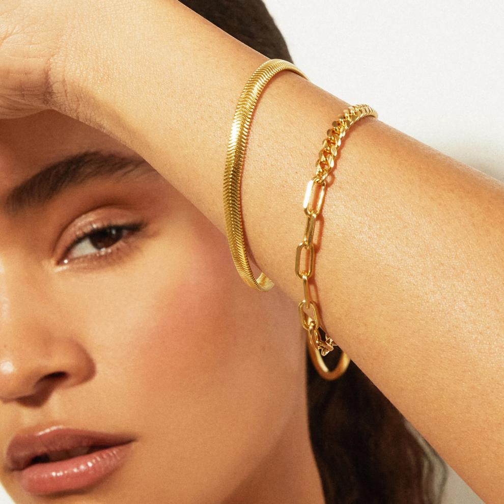 Snake Chain Bracelet in Vermeil, 7.5" – Image 7 of 7
