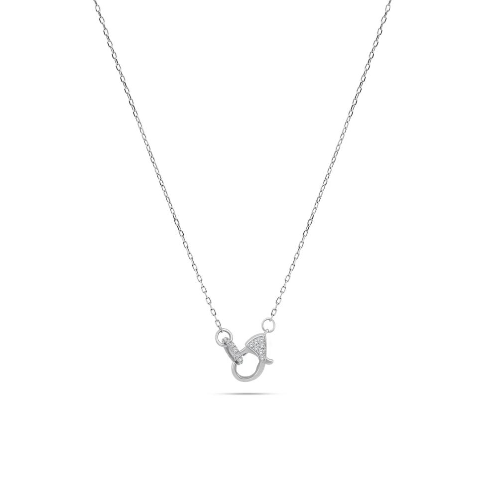 Diamond Lobster Clasp Necklace in 10K White Gold (1/10 ct. tw.) – Image 1 of 3