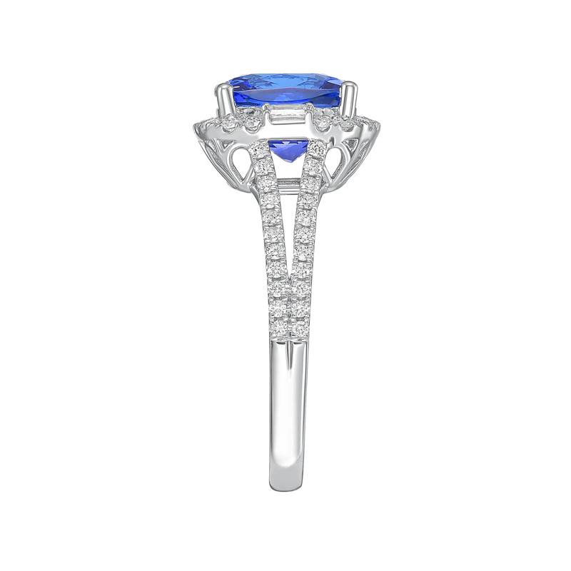 Tanzanite &amp; Diamond Halo Split-Shank Ring in 14K White Gold &#40;1/2 ct. tw.&#41; – Image 3 of 3