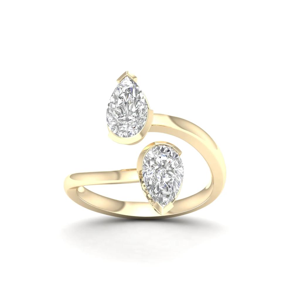 Lab Grown Diamond Two-Stone Wrap Ring in 10K Yellow Gold (2 ct. tw.) – Image 1 of 4