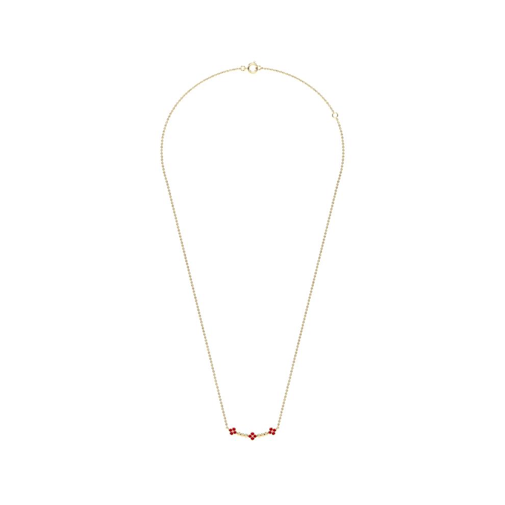 Ruby Clover Bar Necklace in 10K Yellow Gold – Image 3 of 4