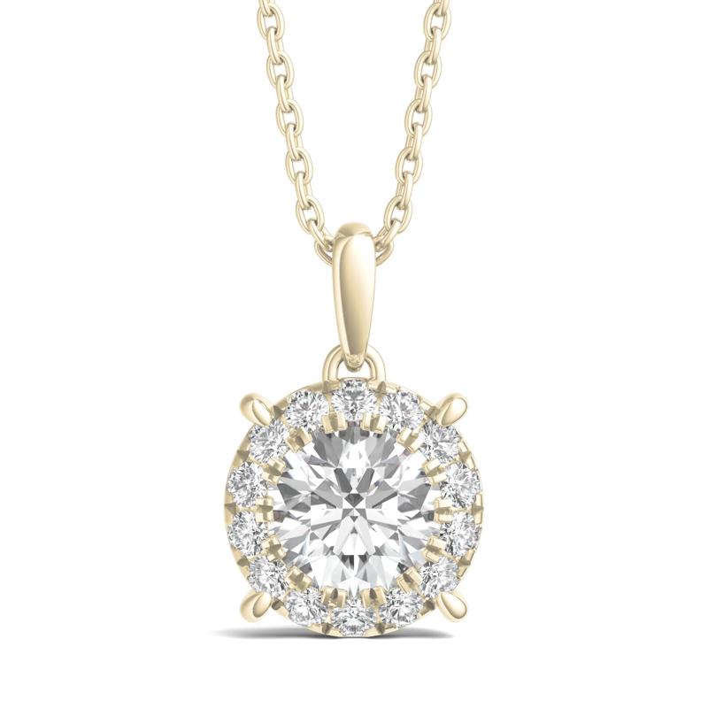 Lab Grown Diamond Round Halo Pendant in 14K Yellow Gold &#40;1 ct. tw.&#41; – Image 1 of 3