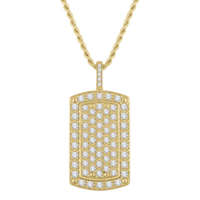 Lab Grown Diamond Men&#39;s Dog Tag in 10K Yellow Gold &#40;2 ct. tw.&#41; – Image 1 of 2