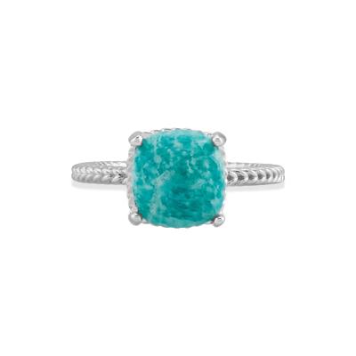 Amazonite Chevron Textured Band Ring in Sterling Silver