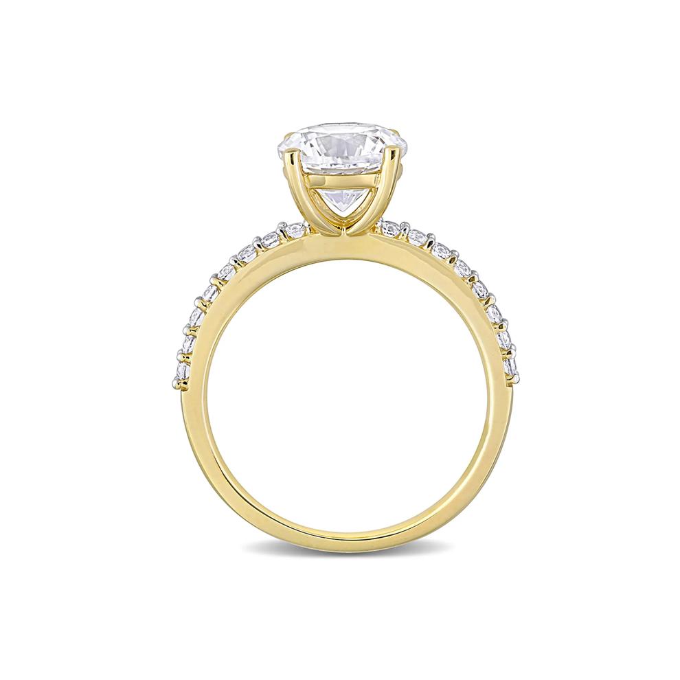 Lab Created White Sapphire Ring with Pav&eacute; Band in 10K Yellow Gold (2 3/4 ct. tw.) – Image 2 of 6