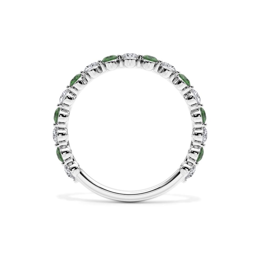 Lab Grown Diamond  &amp; Lab-Created Emerald Half Eternity Anniversary Band in Platinum (1/3 ct. tw.) – Image 2 of 4