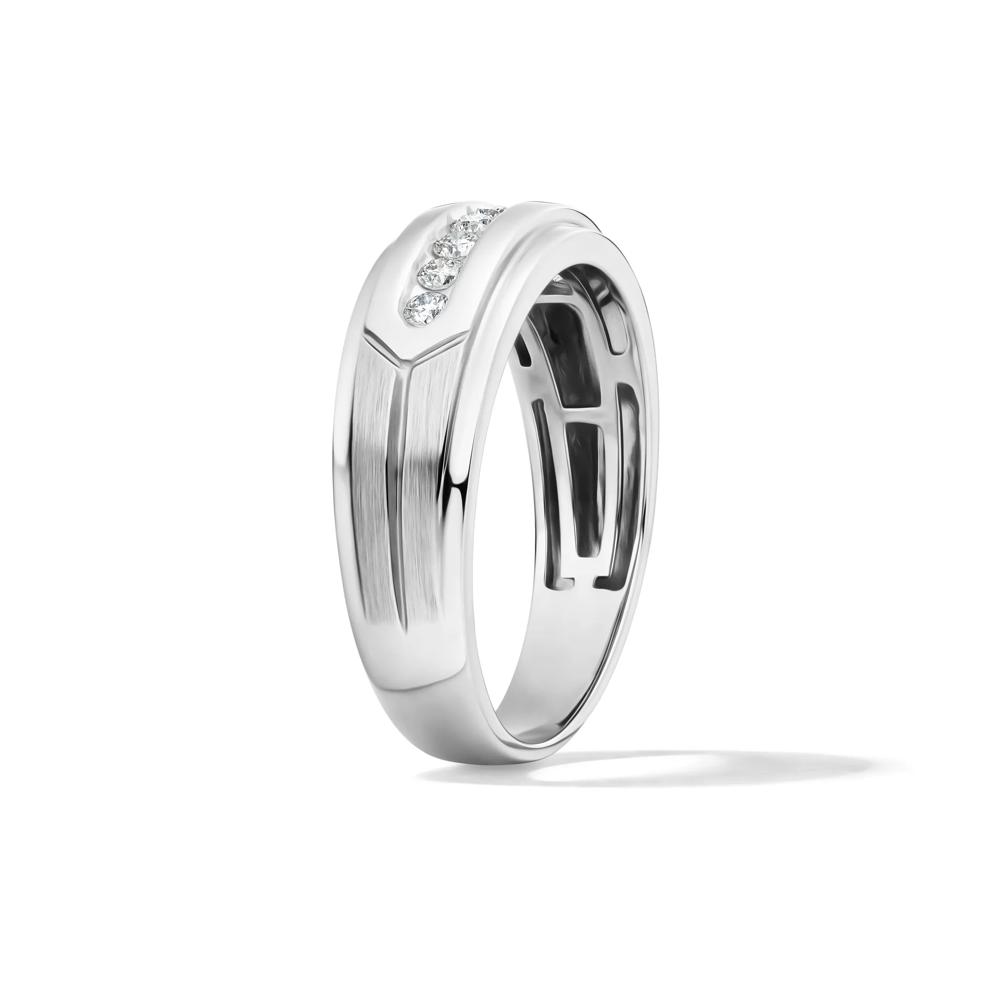 Men&rsquo;s Channel-Set Diamond Wedding Band in 10K White Gold (1/4 ct. tw.) – Image 3 of 4