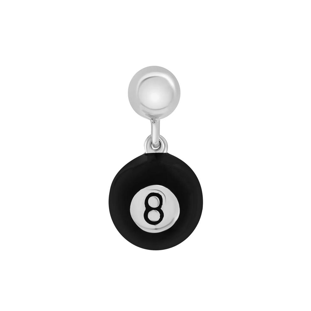 Black Enamel 8-Ball Bead Charm in Sterling Silver – Image 1 of 3