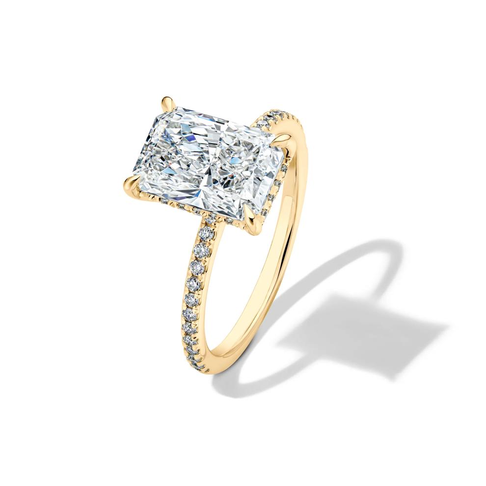 Lab Grown Diamond Radiant-Cut Engagement Ring in 14K Yellow Gold (3 1/4 ct. tw.) – Image 4 of 4