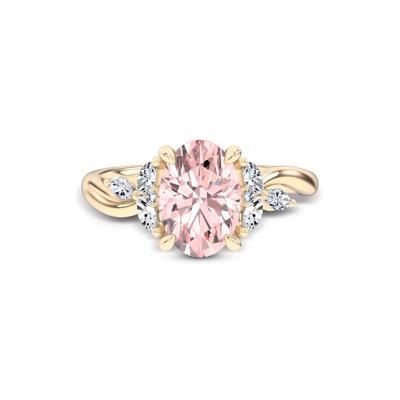Lab Grown Diamond Pink Oval Engagement Ring in 14K Yellow Gold (2 1/2 ct. tw.)