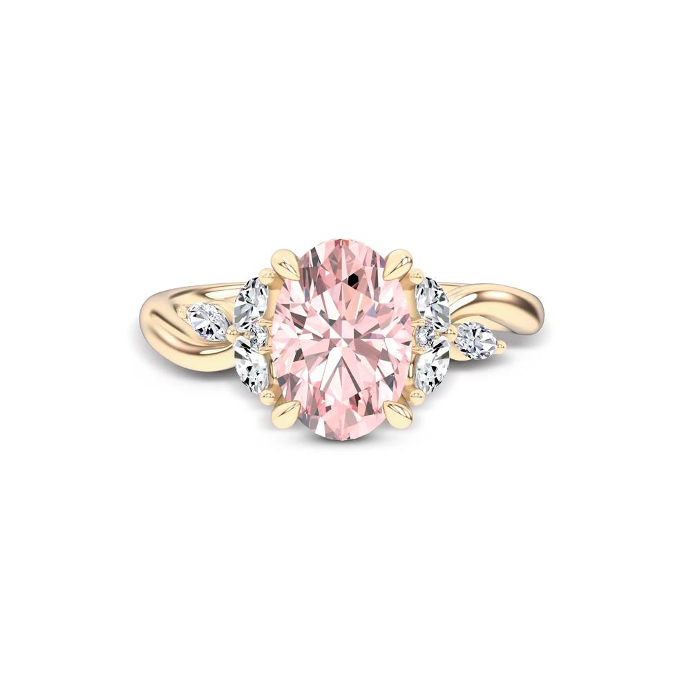 Lab Grown Diamond Pink Oval Engagement Ring in 14K Yellow Gold (2 1/2 ct. tw.) – Image 1 of 4