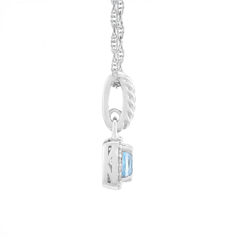 Swiss Blue Topaz &amp; Diamond Accent Pendant Necklace in Sterling Silver – Image 2 of 3