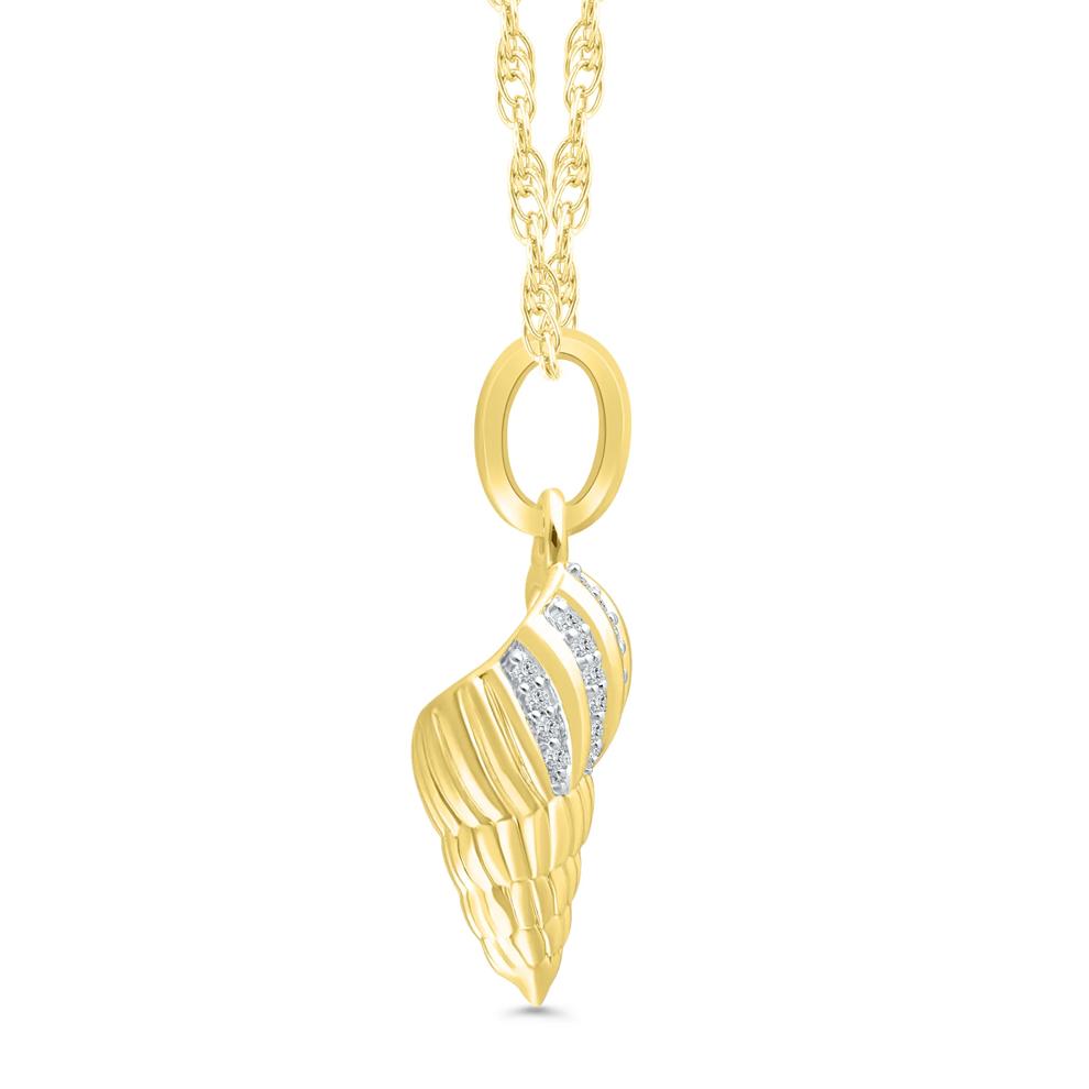 Conch Shell Diamond Accent Pendant in 10K Yellow Gold – Image 2 of 3
