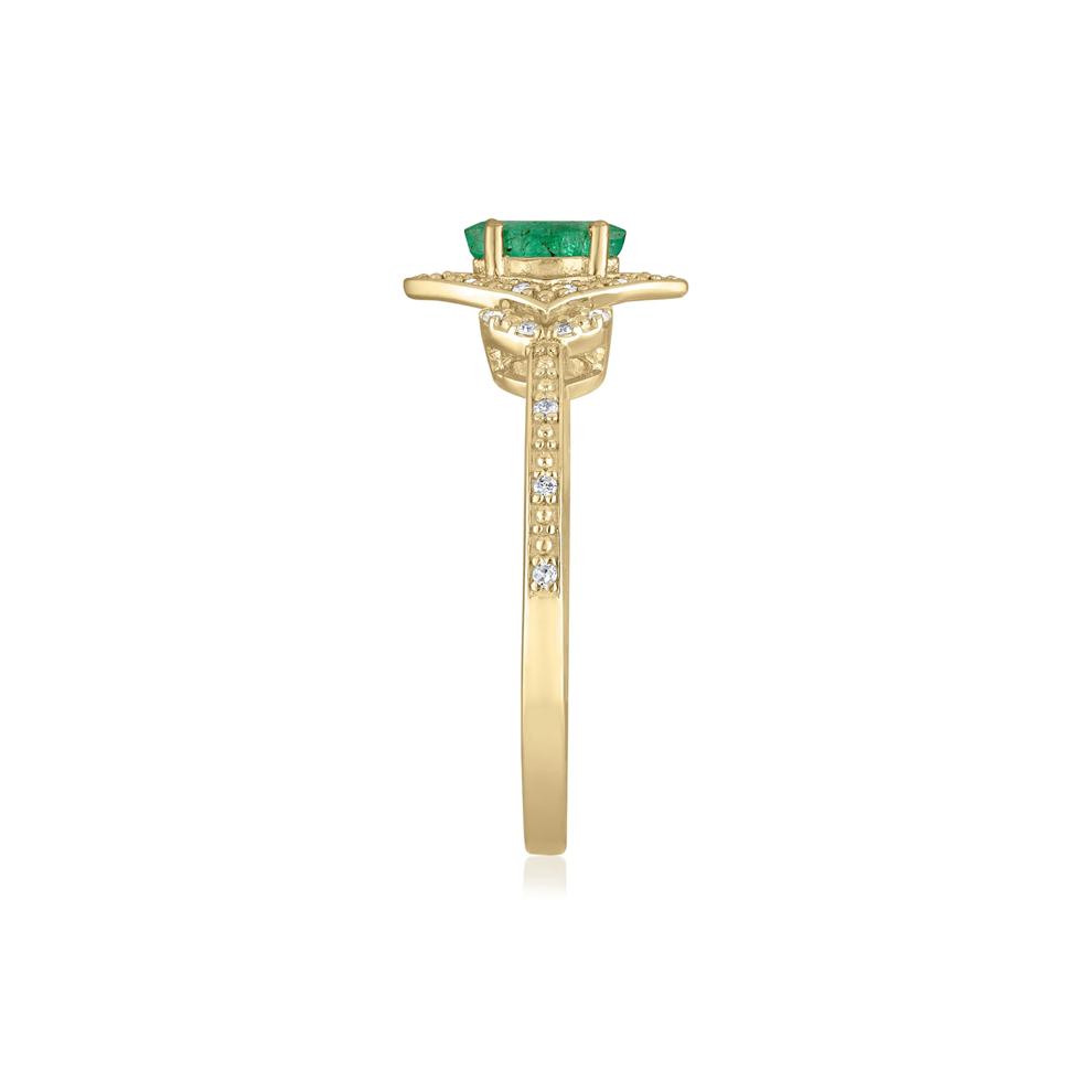 Marquise Emerald &amp; Diamond Ring in 14K Yellow Gold – Image 3 of 3