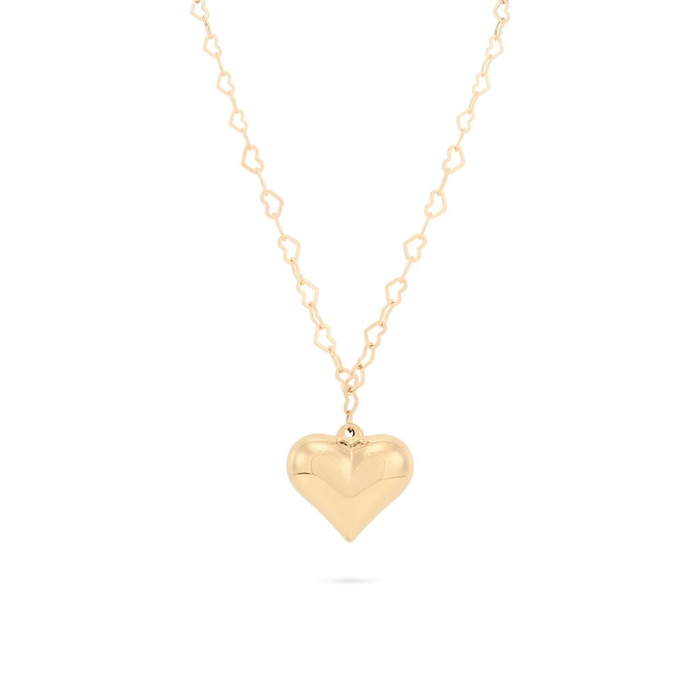 Heart Pendant on Link Heart Chain in 10K Yellow Gold – Image 1 of 4