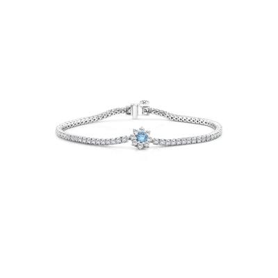 Blue Lab Grown Diamond Starburst Cluster Tennis Bracelet in 14K White Gold (3 1/2 ct. tw.)