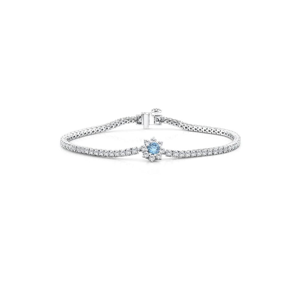 Blue Lab Grown Diamond Starburst Cluster Tennis Bracelet in 14K White Gold (3 1/2 ct. tw.) – Image 1 of 2