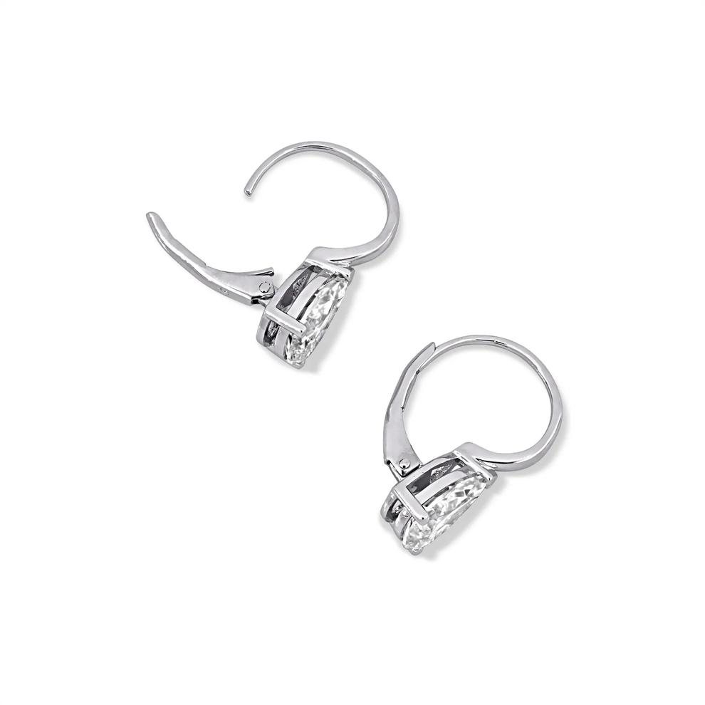 Lab-Created Moissanite Pear-Shaped Lever-Back Drop Earrings in Sterling Silver (2 3/4 ct. dew) – Image 2 of 2