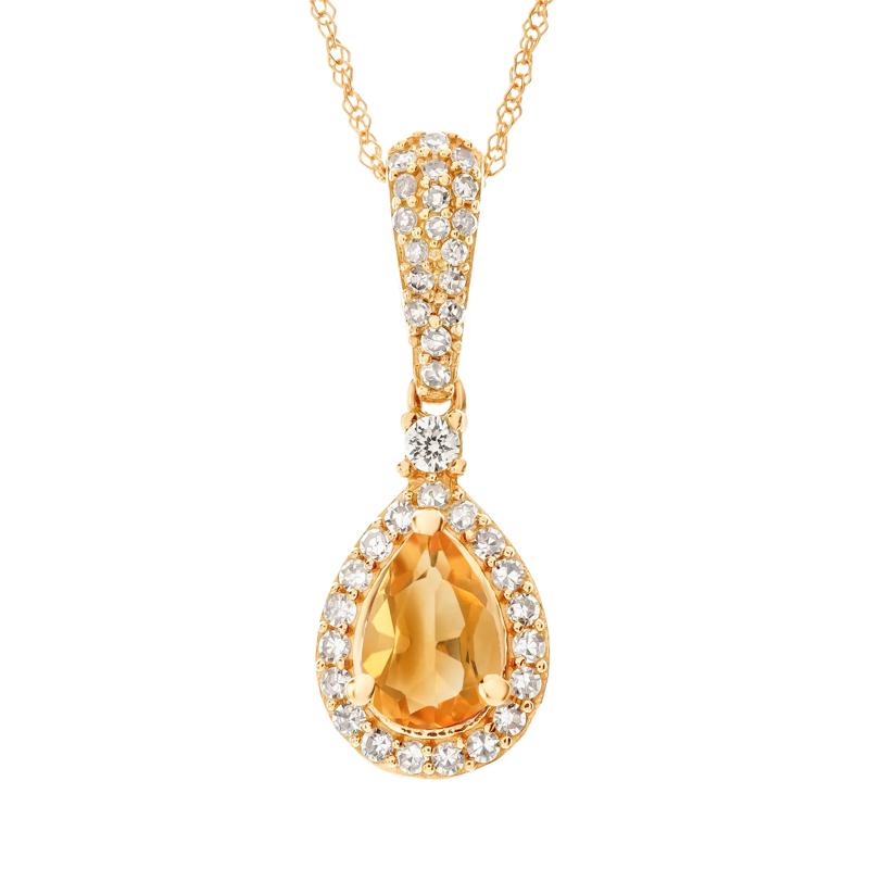 Citrine and Diamond Pendant in 10K Yellow Gold &#40;1/5 ct. tw.&#41; – Image 1 of 3