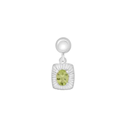 Peridot Medallion Birthstone Bead Charm in Sterling Silver