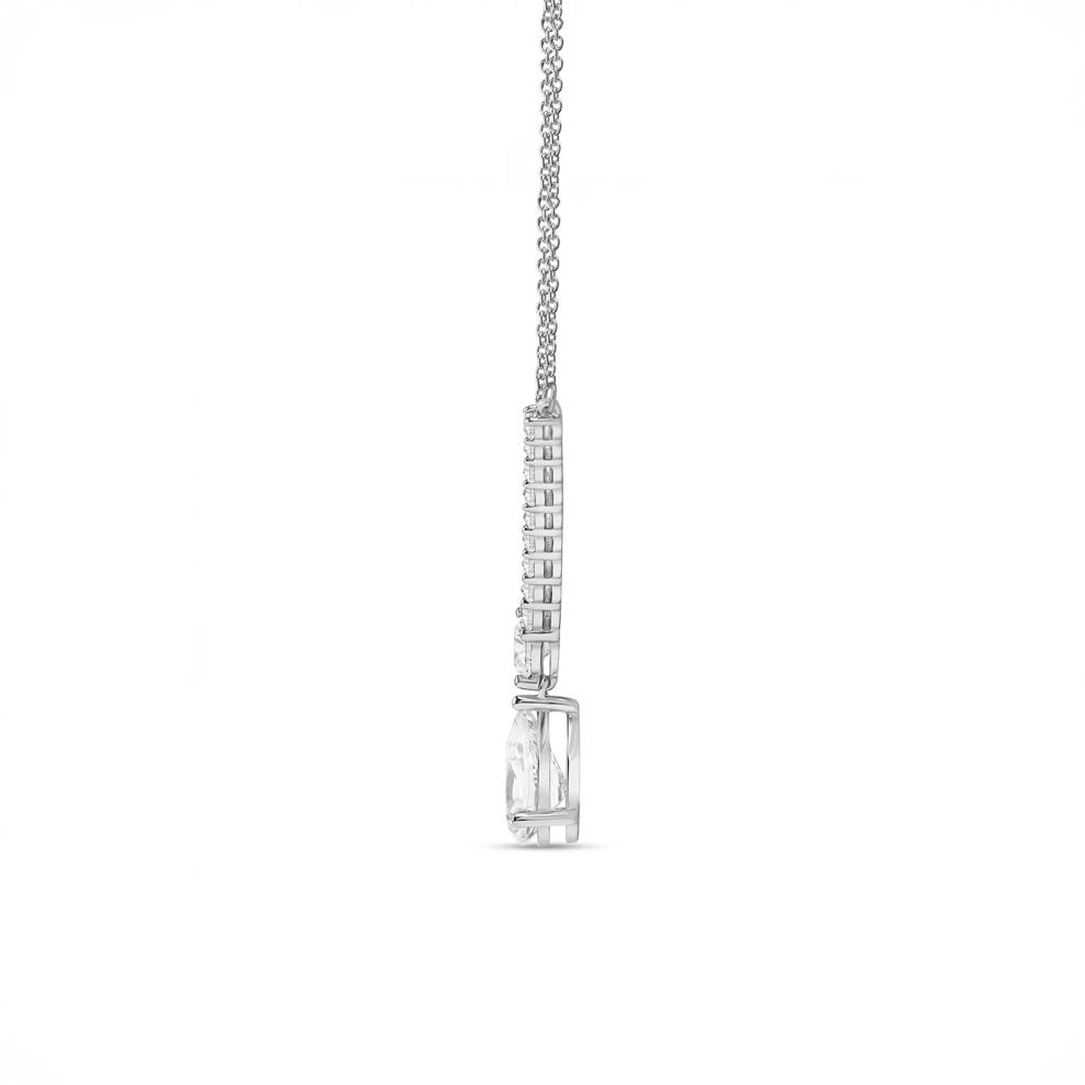 Lab Grown Diamond V-Shape Drop Necklace in 14K White Gold (3 ct. tw.) – Image 2 of 3