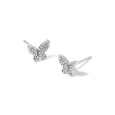 Diamond Butterfly Stud Earrings in 10K White Gold (1/7 ct. tw.)